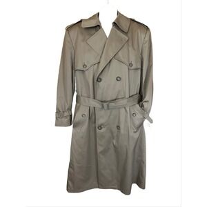 London Fog Towne Men's sz 42R Removable Liner Double Breasted Trench Coat Belted